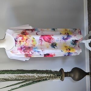 x-two Bold Multi-Colored Floral Print T-Shirt Dress
